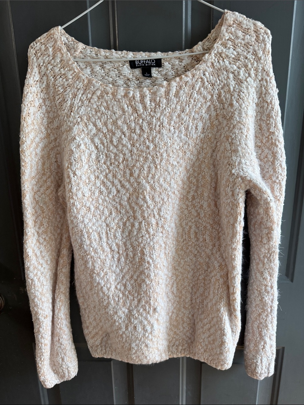 Buffalo David Bitton Cream Bouclé Scoop Neck Sweater
